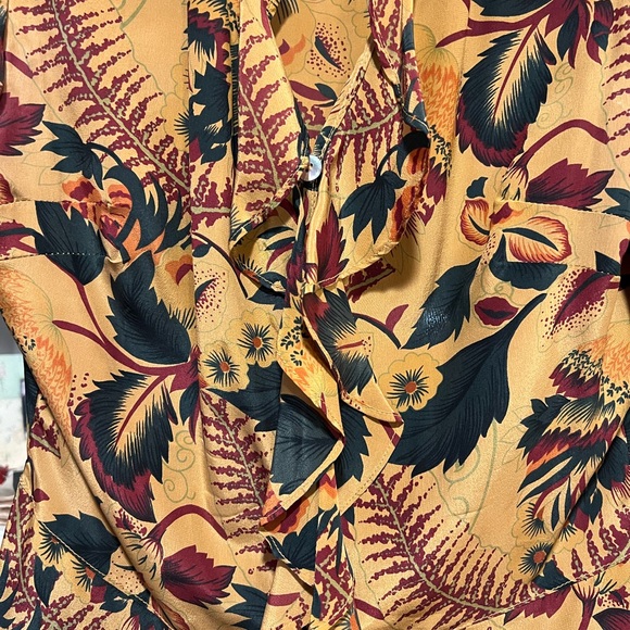 EUC Anthropologie Silk Floral Ruffle Peplum Blouse - Picture 3 of 5